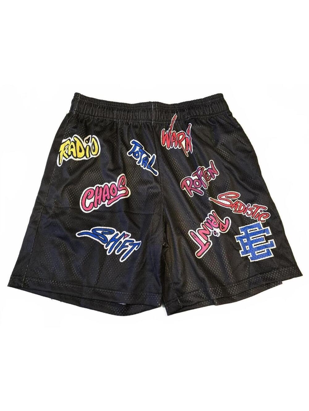 Eric Emanuel EE Graphic Mesh Shorts Black Multi Men's Size L